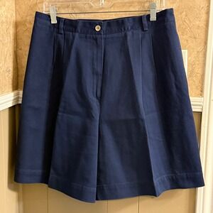 Vintage Belle Pointe Women's Navy Blue‎ Cotton Pleated Golf Shorts Size 16